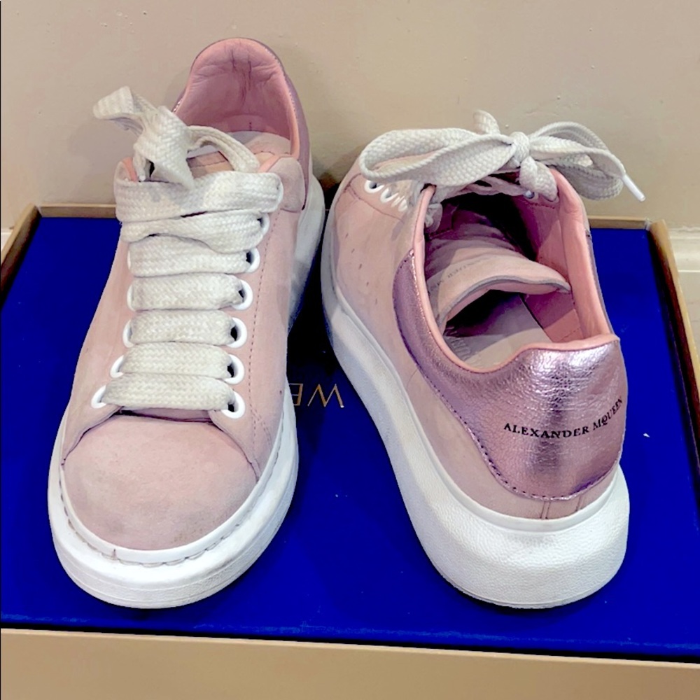 Alexander McQueen pink suede sneaker